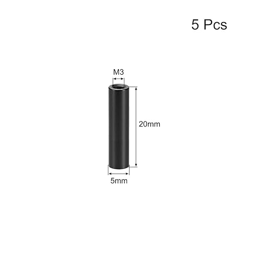 Miniatura 2 de uxcell 5 unids M3x20mm redondo aluminio Standoff columna espaciador hembra negro para Drone FPV Quadcopter Racing RC multirotors piezas DIY