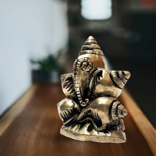 Estatua de Ganesha de Latón en Forma de Concha 10.5 cm miniatura 2