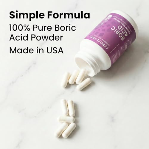 Image of Seroflora Boric Acid Vaginal Suppositories for Women, for Vaginal Odor, 30 Count, 600mg. Made in the USA