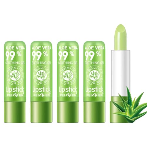 Magischer Farbwechsel Lippenbalsam, 5 Stück Aloe Vera Lippenstift Set, Feuchtigkeitsspendendes Lip Blam, Temperatur Color Change Lip Stick, Lang Anhaltender Moisturising, Wasserfest (5PCS)