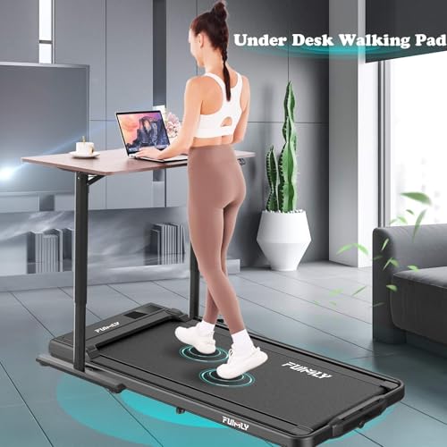 Image of Foldable Treadmill with Incline-Walking Pad with Handle Bar-Portable Walking Pad Treadmill 350+ lb Capacity-Under Desk Treadmills, 4 in 1 Running Machine LED Display /Dual Control