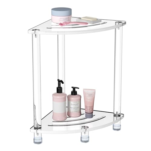 Sumerflos Acrylic Corner Shower Stool for Inside Shower, Clear Small