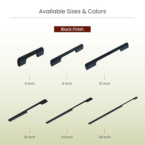 Image of LAPO 18 Inch Pull Handle for Modern Interior | Aluminium Build | Black Finish | Hole to Hole Size 44 cm | Ergonomic Holding Design | Used for Drawer, Cupboard and Kitchen | 3 Year Warranty | Pack of 4