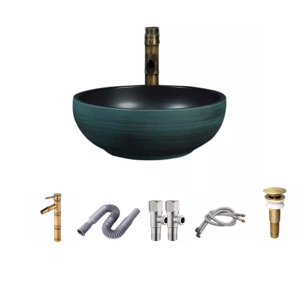 Hpthly B Athroom Sink Courtyard Ceramic Art Countertop Asin Creative Countertop Wash Asin Outdoor Athroom Asin Wash Asin Vessel Sinks (B)
