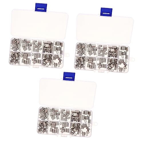 KICHOUSE 450 Pcs Aluminum Dual Hole Cable Ferrule Sleeve Kit Hardwares Fishing Line Crimps Silver Double Oval Connector
