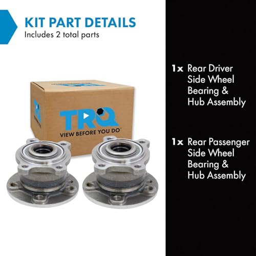 Image of TRQ Rear Driver and Passenger Side Wheel Bearing and Hub Assembly Set 2 Piece Compatible with 2010-2017 Volvo XC60 All Wheel Drive