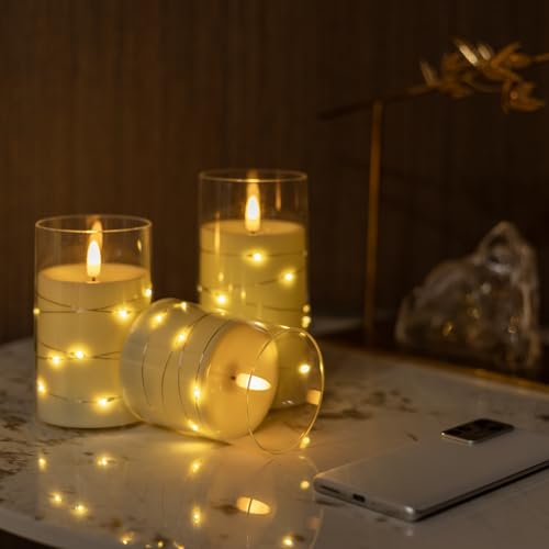 White Flameless Candles with remote, Faux Candles for Living Room Decor — view 5