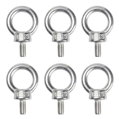 PDETVEO 6PCS M6 Stainless Steel Lifting Eye Bolt, Heavy Duty Lifting Ring Bolt Male Thread, Eye Bolt Screws for Industrial, Machinery