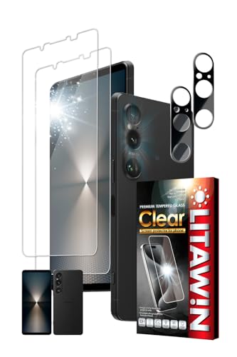 リタウィン Xperia 1 vi 用 ガラスフィルム SO-51E 用 2枚 カメラフィルム XQ-EC44 強化ガラス SO-51E 用 SOG13 用 気泡レス 保護フィルム フィルム 液晶保護フィルム