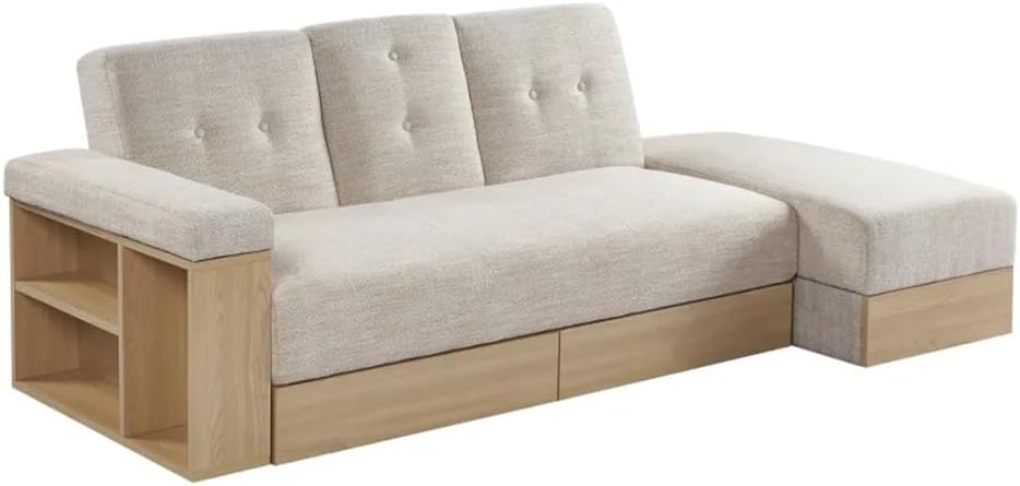 Multi-Functional Sofa,Sofa Can Sit,Lie Down,with Storage Box & Drawer,Storage Arm Which Be Used As Tea Table