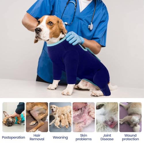 IECOii-Hunde-Genesungsanzug,Anti-Leck-Hinterbeinmanschette, Ellbogenschützer für mittelgroße und große Hunde, Hundekegel-Alternative zum Stoppen des Leckens von Beinwunden,S
