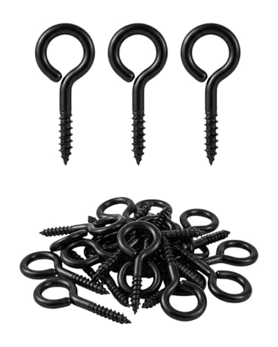 IMSCREWS #10 x 1-3/4 Inch Screw Eyes, 10 Pcs, 304 Stainless Steel with Semi-Gloss Black Electrophoretic Finish, Eye Hooks for Indoor &amp; Outdoor Decorative Hanging