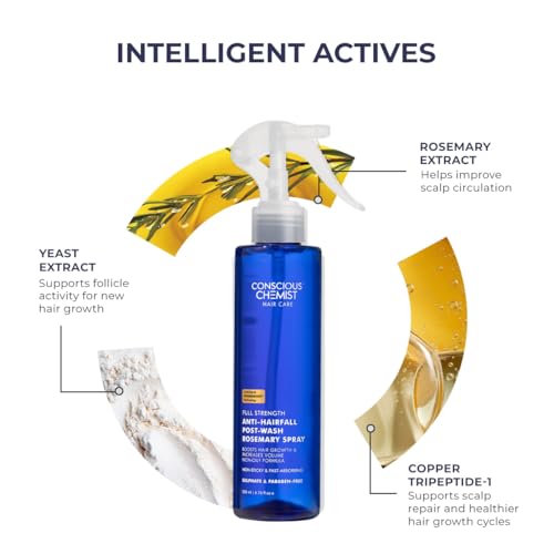Image of Conscious Chemist Rosemary Water Spray for Hair Growth | Anti Hair Fall Scalp Spray with Tripeptide-1 & Redensyl | Boosts New Growth & Strengthens Roots | Lightweight Non-Greasy Hair Mist | For All Hair Types | Women & Men | 200ml