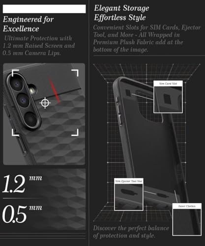 Image of WOW IMAGINE Back Cover for Samsung Galaxy A17 5G | Galaxy M17 5G | F17 5G with Hexa Cube Design | Slim Soft Rubberised Case | Inner Velvet Fabric | Flexible Mobile Case | Camera Protection - Black