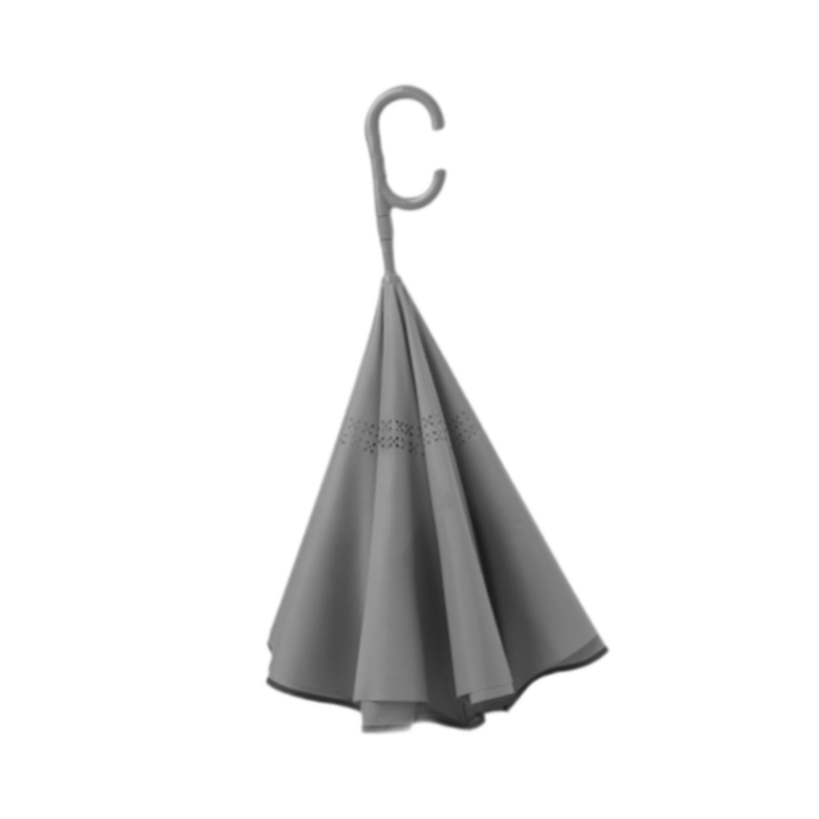Paraguas invertido invertido Mango en Forma de C Paraguas Grande a Prueba de Viento Hombres Mujeres Desplazamientos Actividades al Aire Libre Viajes Grande Doble Capa, Gris