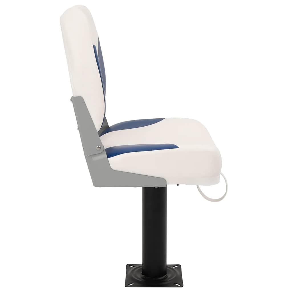 Klappbarer Bootssitz 1 Set Blau Weiß 41x36x48 cm mit robustem Stahlrahmen und wasserfestem PVC PU Bezug für Segelboot Yacht Jolle Katamaran, einfache Montage, hoher Komfort, langlebig