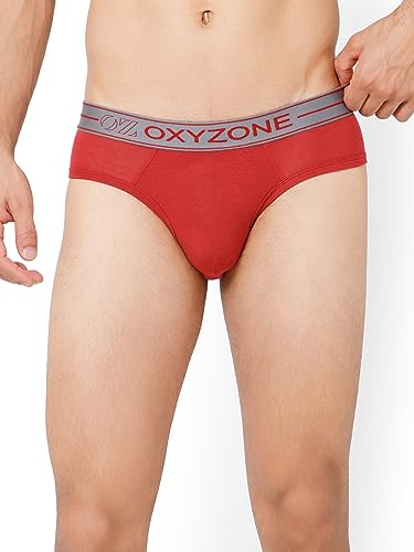 Image of OXYZONE Men's Modal Solid Brief with Sweat-Absorbent & Anti-Odour Fabric, Lightweight, Tag-Free, Breathable Innerwear with Outer Soft Waistband