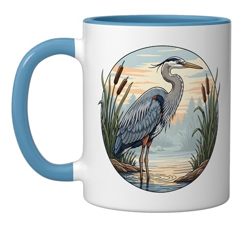 Taza de cerámica para observadores de aves Blue Heron miniatura 1