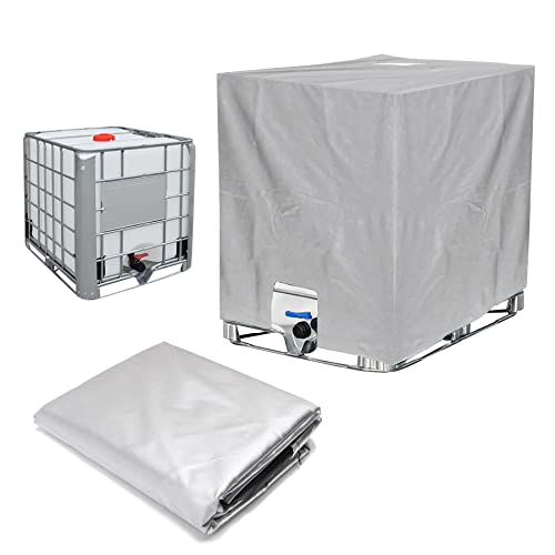 IBC - Cubierta para depósito IBC, color negro, depósito de agua, cubierta protectora UV, adecuada para depósito de agua de lluvia de 1000 L (120 x 100 x 116 cm), color plateado Cover