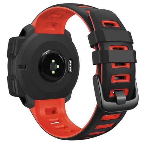 Compatible with Garmin(ガーミン)Instinct 2 バンド 、シリコン製交換バンド、 運動型 ベルト、for Garmin Instinct 時計バンド (ブラック+レッド)