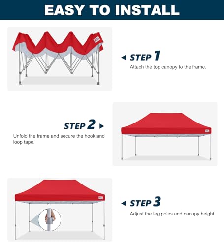 Image of MASTERCANOPY 10x15 Heavy Duty Pop Up Canopy Tent with Roller Bag(Red)