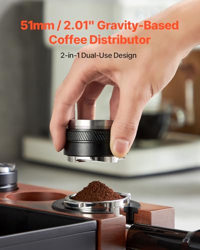 Image of VEVOR Coffee Distributor 51mm, 2-in-1 Adjustable Espresso Distributor with Fan-Shaped Base, Coffee Distributor 304 Stainless Steel with Easy-to-Disassemble Design