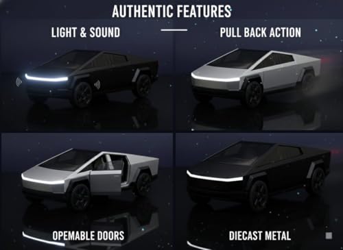 Image of Metal car Toy for Kids| Light & Sound| Pullback & go| Openable Doors- Birthday Gift for Kids |Random Color| (|TeslaCyberTruck|)