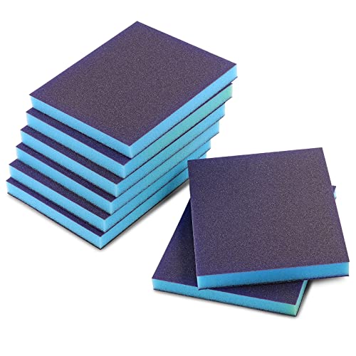 8Pcs 120 Grit Sanding Sponge, Jamiikury Fine Sanding Blocks Washable and Reusable, Wet Dry Sandpaper Sponge for Wood Metal FurniturePaint and Drywall