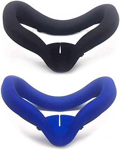 Oculus Quest 2 Face Cover - Sweat-Proof Silicone Face Cover Pad for Oculus Quest 2 VR Headset - Washable & Anti-Leakage Lightproof Oculus Quest 2 VR Mask Accessories, Blue+Black, 2Pcak