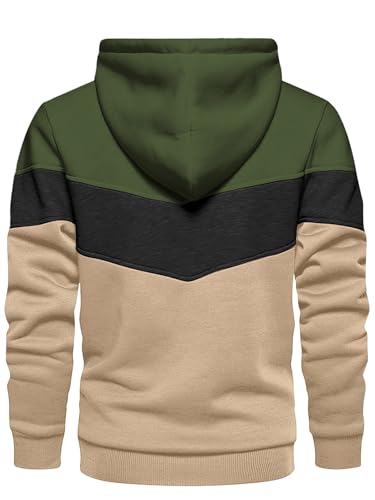 Men's Pullover Fleece Hoodie Sweatshirt Color Block Long Sleeve Novelty Casual Hoodies with Pockets3