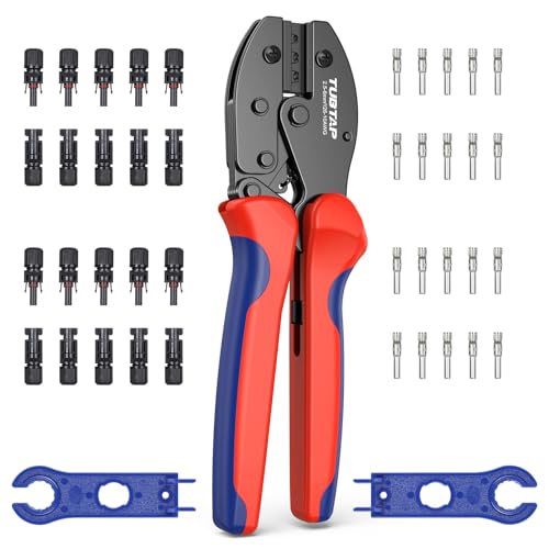Solar Crimpzange Werkzeugsätze - TUBTAP Solar Crimpwerkzeuge mit 20 Stück Male Female Solarpanel Kabelstecker für 2.5/4/6mm Solarpanel Kabel 1 Paar Solar Steckverbinder Schraubenschlüssel