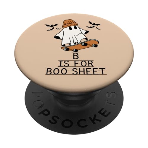B Is For Boo Sheet Halloween Costume Funny Adult Ghost PopSockets Swappable PopGrip, Black