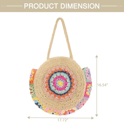 Bolso playero grande tejido floral para mujer miniatura 6