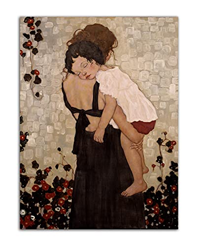 Gustav Klimt Trabaja Madre Abrazos NiñO Arte Abstracto Lienzo Arte De La Pared Imagen Dormitorio DecoracióN De La Boda Pintura Regalo (16x22inch(40x55cm),no Enmarcado) Cover