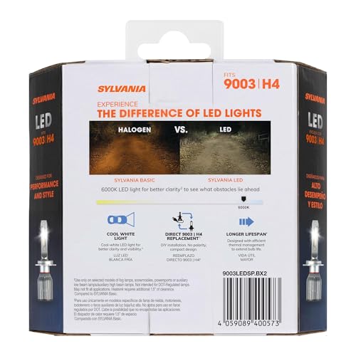 SYLVANIA 9003 LED - Fog Lights For Cars and Trucks - Headlight Bulbs for Off Road Powersports - 6000k Cool White LED Light - Long-Lasting Bulbs - No Polarity - DIY Upgrade - Thumbnail 2