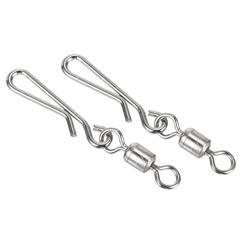 PATIKIL Fishing Rolling Swivel with Hanging Snap, 60 Pack 9lb Stainless Steel Fishing Terminal Tackle, Silver