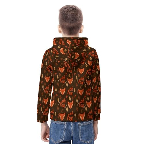 Cute Foxes Pattern Hoodie Teens Sweatshirts Pullover Hoody Casual Loose Kids Hooded Sport Shirt Tops 7-18 Years3