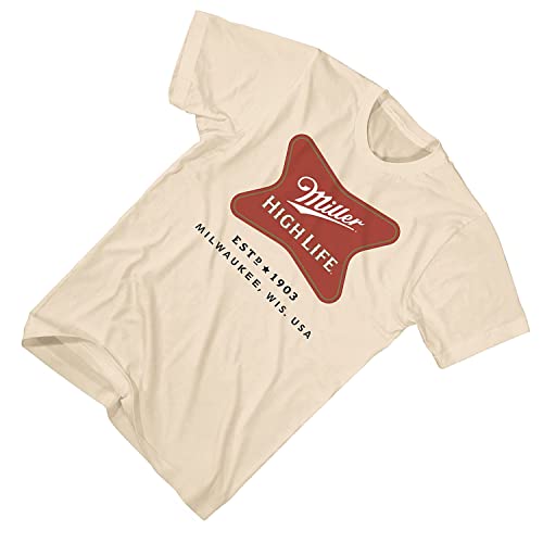 Mens Miller High Life Shirt - Miller Beer Logo Shirt - Miller Light Graphic Shirt (Cream, Xx-Large) #TOP3
