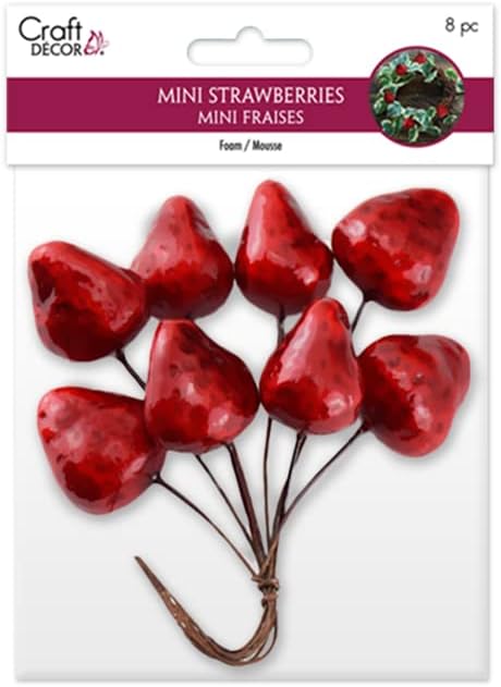 Forever in Time Mini Strawberries Picks for Floral Art or Gifts - 8 Piece - 2 Sizes