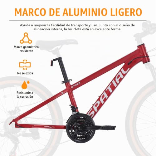 Miniatura 6 de Spatial Mtb Bicicleta De Montaña Para Adultos Y Jóvenes - 29 27,5 26 24 Pulgadas, 8 21 Velocidades, Frenos De Disco Mecánicos Dobles, Cuadro De Aluminio, Suspensión Delantera, Asiento Ajustable