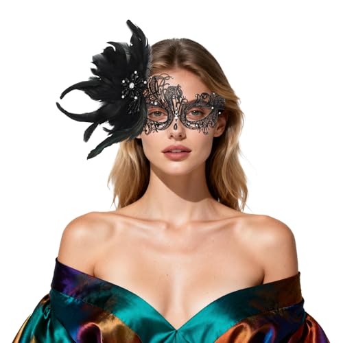 Masque demi-visage vénitien pour femme accessoire costume Mardi Gras