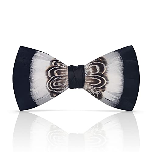 Image of Feather Bow Ties for Men Original Luxury Elegant Wedding Bow Tie Pre-Tied Handmade Mens Bowties for Tuxedo