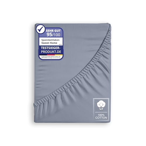 Sweet home WORLD Spannbettlaken Jersey140x200cm -%100 Baumwolle, Bettlaken Jersey, Boxspringbetten und alle Betten bis 25 cm. Grau