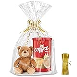 Yuiicaov 20PCS Cellophane Bags, 12x18 Inches Cellophane Wrap for Gift Large Clear Gift Party Favors Bags Clear Treat Plastic Packaging Bags for Cookie Candy Goodie (No Gusset)
