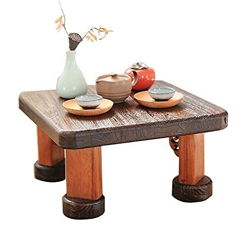 Mesa de té japonesa tatami nogal de madera maciza 40x40x21cm