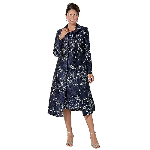 Masseys Women's Metallic Jacquard Dress and Jacket Set