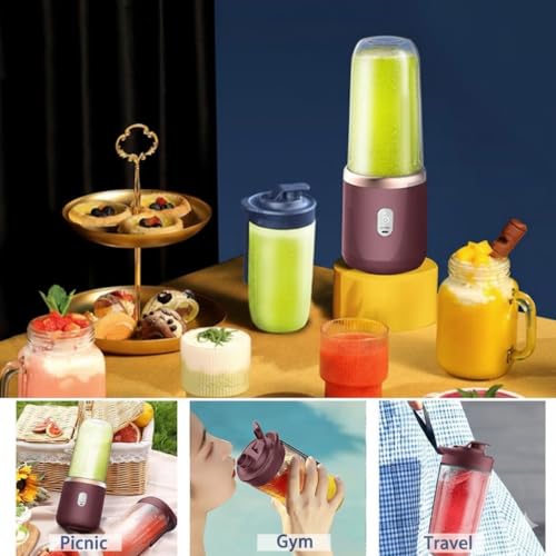 Image of Portable Blender Electric Juicers Fruit Mixers USB Rechargeable Smoothie Mini Personal Juicer 6 Blades 3Gears With 1500 Mah Rechargeable Battery (RED)