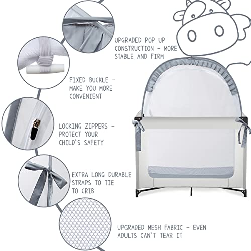 image for L RUNNZER Pack N Play Tent, Baby Pop Up Crib Tent to Keep Baby in, Cri