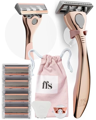 Kit de rasage 6 lames SmoothGlide FFS Beauty avec manche ergonomique en métal durable