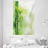 ABAKUHAUS Pflanze Wandteppich & Tagesdecke, Bambus aus Wasser aus Weiches Mikrofaser Stoff Waschbar ohne Verblassen Digitaldruck, 140 x 230 cm,Smaragdgrün